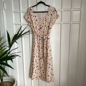 Madewell cream and multi color terrazzo maxi dress